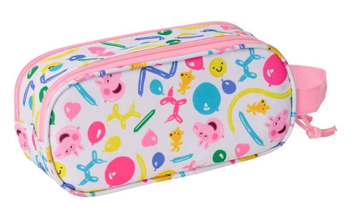 Portatodo Doble Peppa Pig Azul Blanco Rosa 21 x 8 x 6 cm 3D