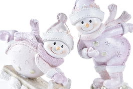 DKD Home Decor Decoracion Colgante Navidad Fantasia Blanco Rosa 6 x 12 x 9.5 cm (8 Unidades)