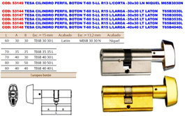 TESA Cilindro Perfil Botón T-60 5-LL R15 BOT-30x50 LT T65B3050L