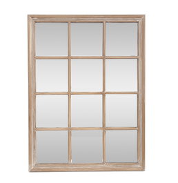 DKD Home Decor Espejo Tradicional con Marco de Paulownia, Estilo Ventana, Color Natural, 90x120x3.5 cm, Cristal 80x110 cm
