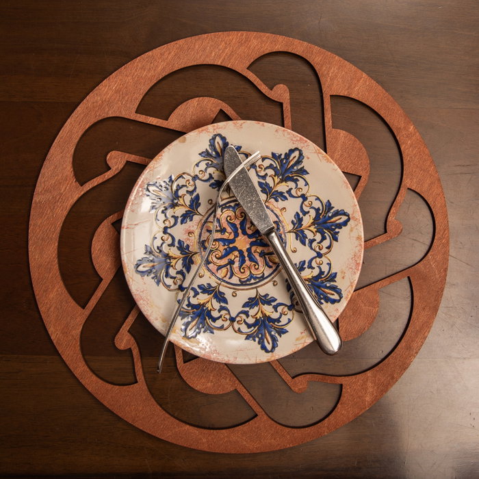 Hermia Salvamanteles Rosa de Madera Hechos a Mano Set de 4 Piezas 36x36 cm Elegancia y Calidez para Mesa de Comedor