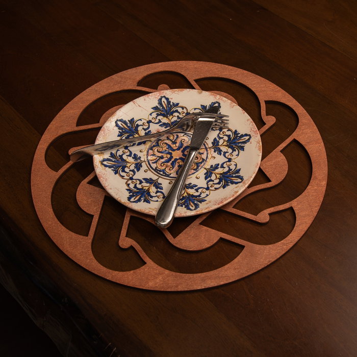 Hermia Salvamanteles Rosa de Madera Hechos a Mano Set de 4 Piezas 36x36 cm Elegancia y Calidez para Mesa de Comedor