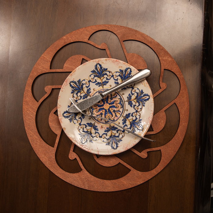 Hermia Salvamanteles Rosa de Madera Hechos a Mano Set de 4 Piezas 36x36 cm Elegancia y Calidez para Mesa de Comedor