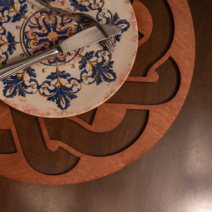 Hermia Salvamanteles Rosa de Madera Hechos a Mano Set de 4 Piezas 36x36 cm Elegancia y Calidez para Mesa de Comedor