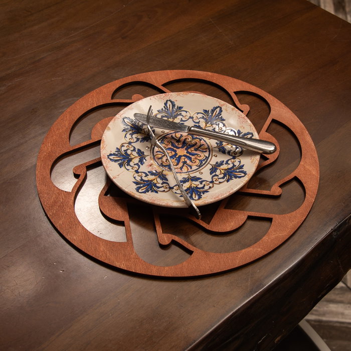 Hermia Salvamanteles Rosa de Madera Hechos a Mano Set de 4 Piezas 36x36 cm Elegancia y Calidez para Mesa de Comedor