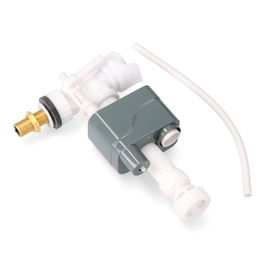 Edm Flotador Compacto para Tanque Bajoduplo con Boya Regulable y Racor Latón 3/8" Accesorios Cisterna Blanco Gris 15x5x22 cm