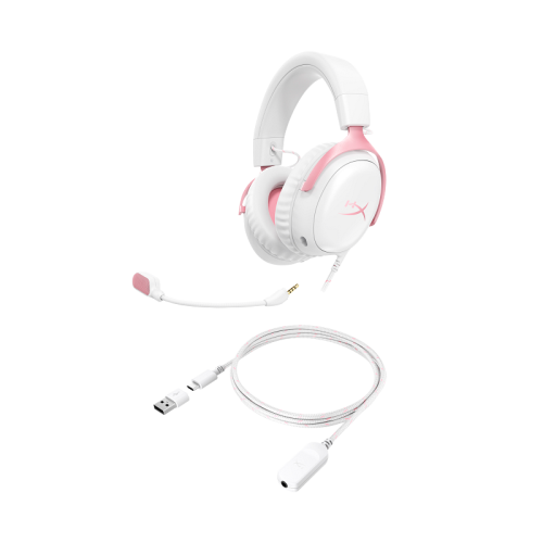 HyperX Auriculares Gaming Cloud III White-Pink 9W1Q4AA para PC PS5 PS4 Xbox Switch Móviles