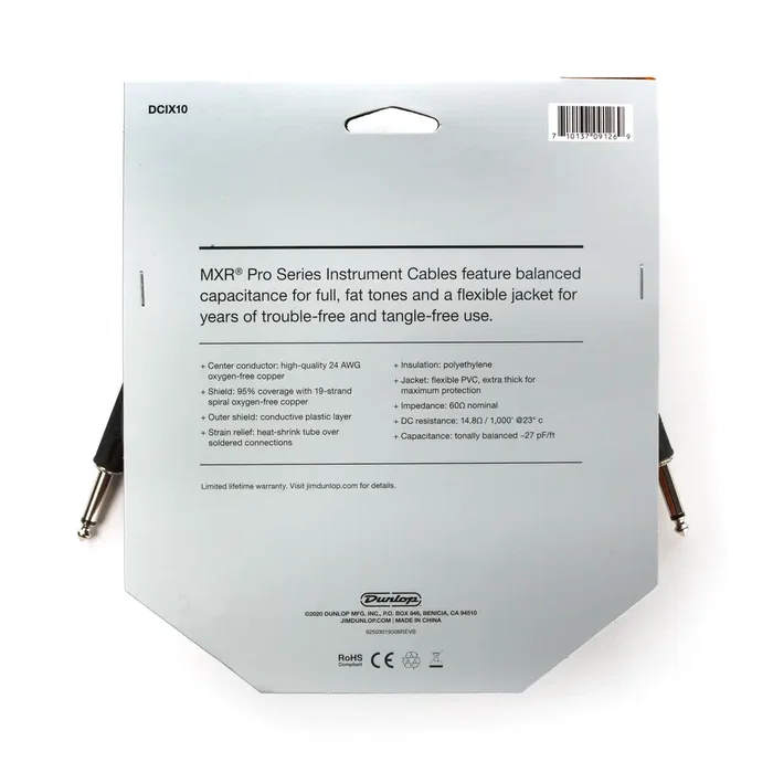 MXR Cable de instrumento Pro Series de 3,048 m, recto/recto