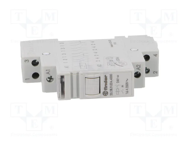 FINDER Relé de instalación biestable 24V DC 16A NA x2 Serie 20.28