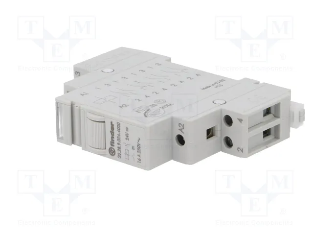 FINDER Relé de instalación biestable 24V DC 16A NA x2 Serie 20.28