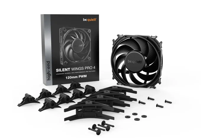 be quiet! SILENT WINGS PRO 4 BL098 Ventilador PC 120mm PWM, 3000 RPM, 142.5 m³/h, 36.9 dB, FDB, Negro, 1 Unidad