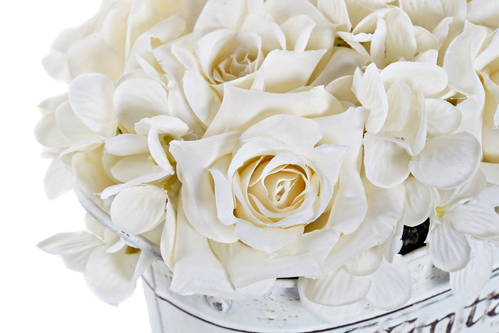 DKD Home Decor Flor Shabby Blanco 15 x 17 x 24 cm (2 Unidades)