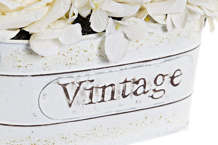 DKD Home Decor Flor Shabby Blanco 15 x 17 x 24 cm (2 Unidades)