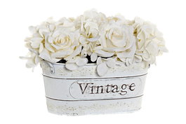 DKD Home Decor Flor Shabby Blanco 15 x 17 x 24 cm (2 Unidades)