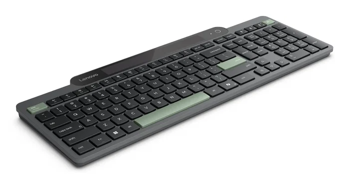Lenovo Teclado Bluetooth Inalámbrico Autocargable Solar ES 172 - Español, Negro/Verde, 109 Teclas, Layout Completo, Conexión Multi-Dispositivo, Windows 10/11
