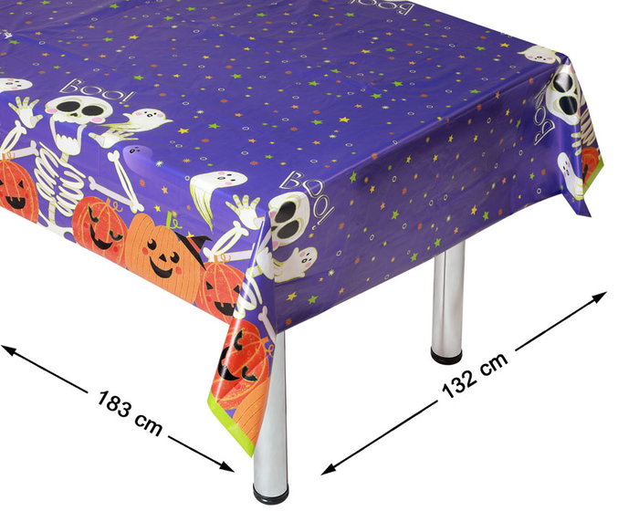 Mantel Halloween Party Halloween, Mantel con Diseño de Calabazas y Esqueletos, 183 x 132 cm, Tela Protectora de Mesa Reutilizable para Fiesta Mantel Halloween Party Halloween, Mantel con Diseño de Calabazas y Esqueletos, 183 x 132 cm, Tela Protectora de Mesa Reutilizable para Fiesta
