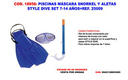 Style Dive Set de Máscara, Snorkel y Aletas para 7-14 Años