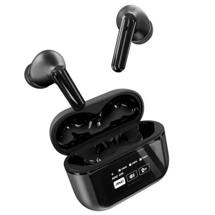 Energy Sistem Display ANC - Auriculares Inalámbricos True Wireless con Cancelación Activa de Ruido (ANC), Bluetooth 5.4, Estuche con Pantalla, 30h Autonomía, Resistencia IPX5, Negro