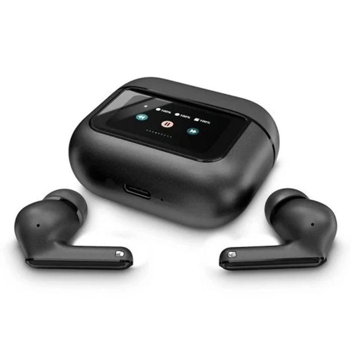 Energy Sistem Display ANC - Auriculares Inalámbricos True Wireless con Cancelación Activa de Ruido (ANC), Bluetooth 5.4, Estuche con Pantalla, 30h Autonomía, Resistencia IPX5, Negro