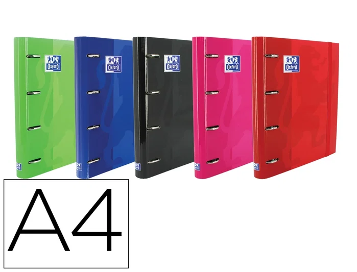 Oxford Europeanbinder Classic Carpeta 4 Anillas 35 mm Din A4 Tapa Extradura Con Goma Elástica Y Recambio Cuadriculado 5x5 mm Oxford Europeanbinder Classic Carpeta 4 Anillas 35 mm Din A4 Tapa Extradura Con Goma Elástica Y Recambio Cuadriculado 5x5 mm