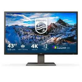 Philips 439P1/00 Monitor P-Line 43" (108cm) 4K UHD 3840x2160 VA DisplayHDR 400 USB-C 90W Carga KVM MultiView 4K HDMI DP