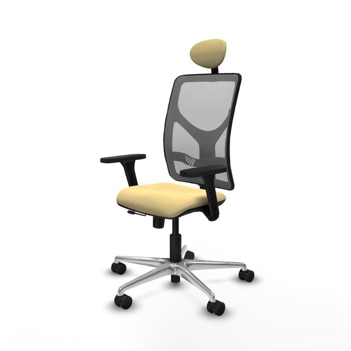 PIQUERAS Y CRESPO Silla de oficina Motilla con mecanismo Sincro/Traslack, Crema y Gris