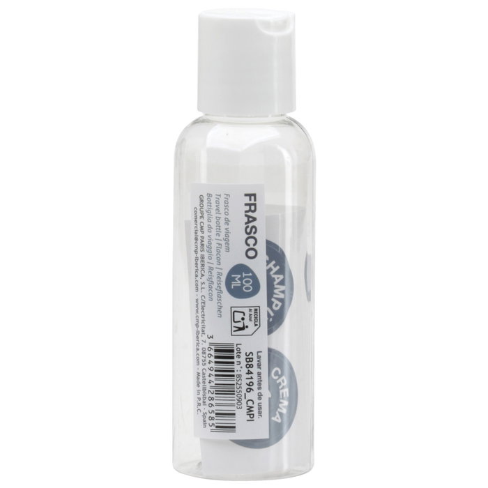 Sensly Frasco Vacío 100 Ml con Pico Vertedor y Etiquetas Adhesivas para Productos de Viaje