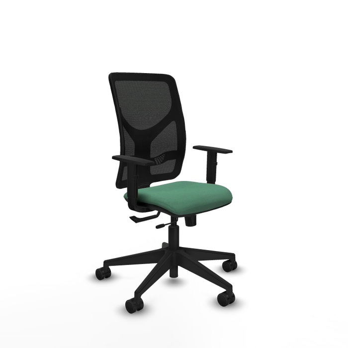 Silla de oficina Motilla con mecanismo Sincro/Traslack tapizada con Tela color Verde esmeralda y malla color Negro. Equipada con lumbar 1D, Brazos 1D y Ruedas 65mm nailon Silla de oficina Motilla con mecanismo Sincro/Traslack tapizada con Tela color Verde esmeralda y malla color Negro. Equipada con lumbar 1D, Brazos 1D y Ruedas 65mm nailon