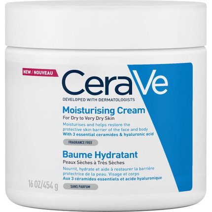 Cerave Crema Hidratante para Rostro y Cuerpo con Ácido Hialurónico y Ceramidas, 454 g