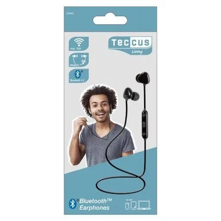 AURICULARES BLUETOOTH VIVANCO 37622 TECCUS SR AIR 2 NEGROS - BT 4.2 - FUNCIÓN MANOS LIBRES - BATERÍA RECARGABLE