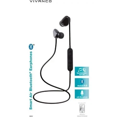 AURICULARES BLUETOOTH VIVANCO 37622 TECCUS SR AIR 2 NEGROS - BT 4.2 - FUNCIÓN MANOS LIBRES - BATERÍA RECARGABLE