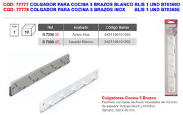 BRINOX Colgador para Cocina de 5 Brazos Blanco