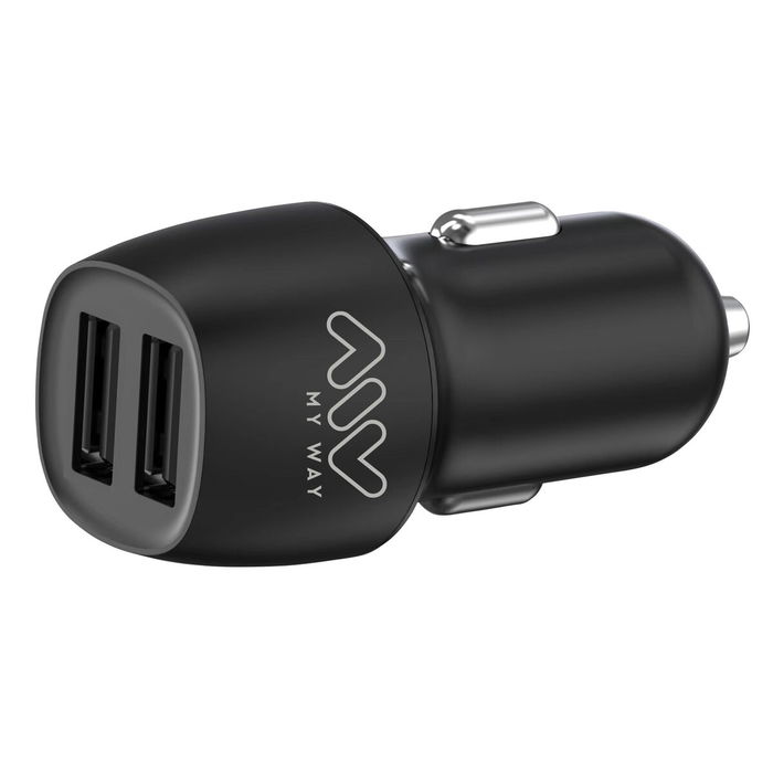myway cargador coche 2 USB 3.4A negro