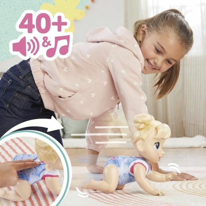 Baby Alive Harper Hugs Crawling, muñeca electrónica de 27 cm con cabello rubio