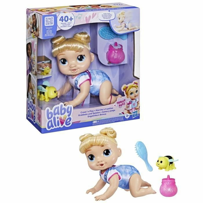 Baby Alive Harper Hugs Crawling, muñeca electrónica de 27 cm con cabello rubio