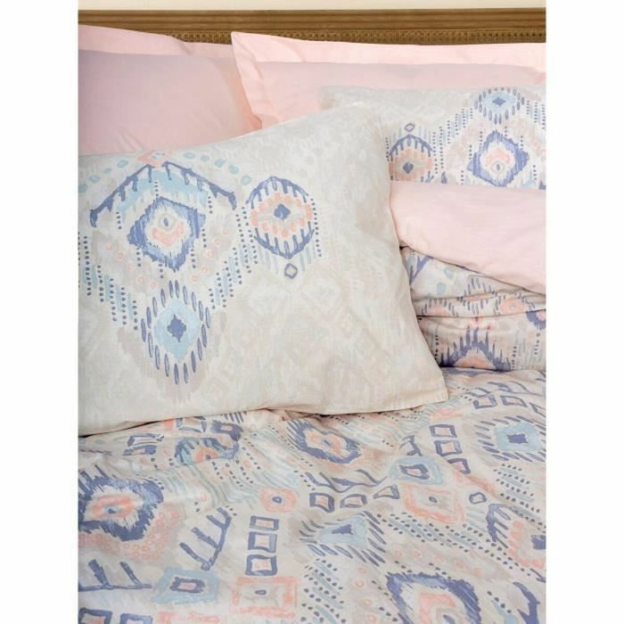 AUCUNE Juego de cama Salmón 100% algodón con funda nórdica y 2 fundas de almohada