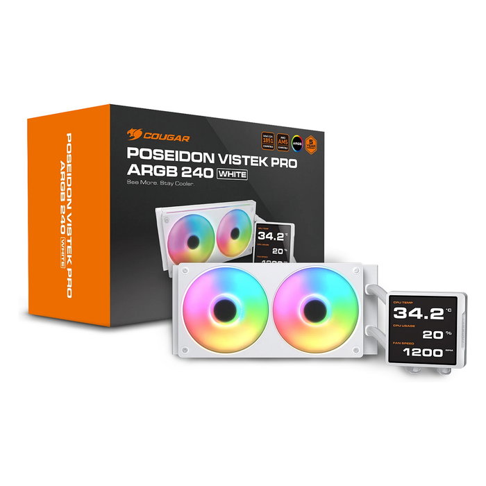 Cougar CGR-PSDVPRGB-W-240 Refrigeración Líquida Todo en Uno, 2x12cm ARGB PWM, Blanco