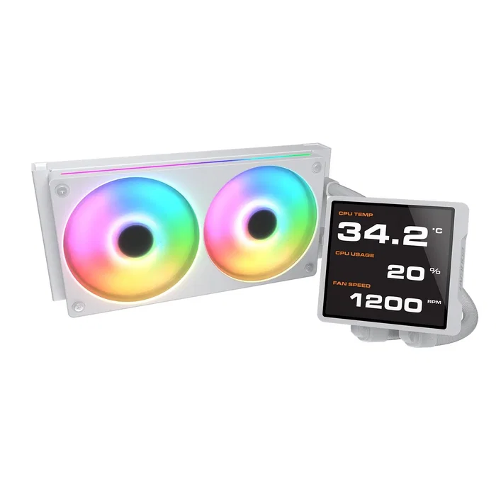 Cougar CGR-PSDVPRGB-W-240 Poseidon VIMEK Pro 240 AIO CPU Liquid Cooling Kit, Radiador 240mm 2x12cm ARGB Blanco, PWM, para Sockets Intel y AMD