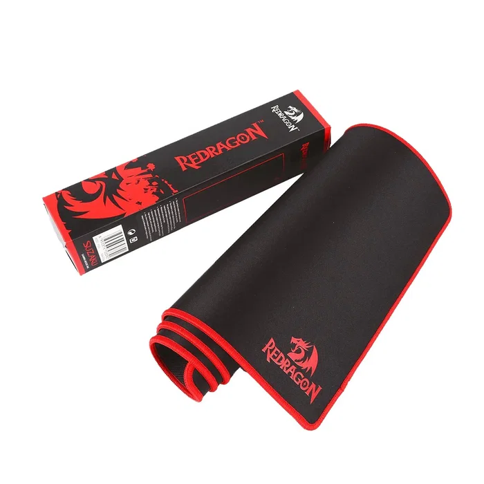 Redragon P003 Suzaku Alfombrilla de Ratón Gaming L (800x300 mm) Tela Superficie, Base Antideslizante, Bordes Rematados - Negro y Rojo