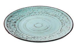 DKD Home Decor Set de 6 Platos Llanos de Gres con Relieve Azul