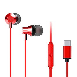 Aiwa ESTM-50USB-C Auriculares USB Tipo C Alámbrico Rojo Llamadas/Música 1.2m