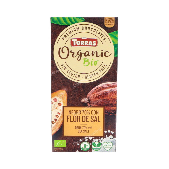 TORRAS Chocolate Negro 70% Cacao con Flor de Sal 100g Ecológico