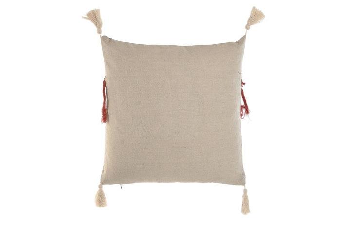 DKD Home Decor Cojín de Algodón Reciclado Terracota con Flecos 45x15x45
