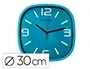 Q-connect Reloj de Pared Redondo Plástico Azul 30 cm Movimiento Silencioso
