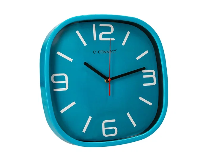 Q-connect Reloj de Pared Redondo Plástico Azul 30 cm Movimiento Silencioso