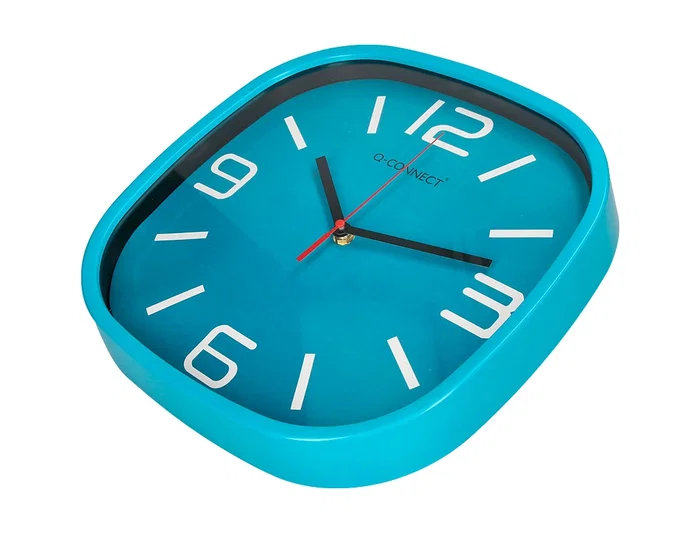 Q-connect Reloj de Pared Redondo Plástico Azul 30 cm Movimiento Silencioso