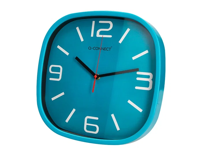 Q-connect Reloj de Pared Redondo Plástico Azul 30 cm Movimiento Silencioso