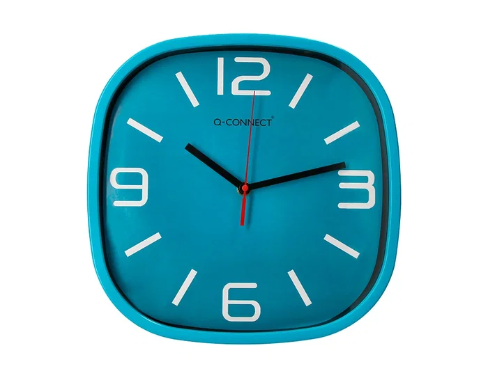Q-connect Reloj de Pared Redondo Plástico Azul 30 cm Movimiento Silencioso