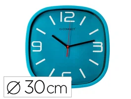 Q-connect Reloj de Pared Redondo Plástico Azul 30 cm Movimiento Silencioso