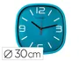 Q-connect Reloj de Pared Redondo Plástico Azul 30 cm Movimiento Silencioso